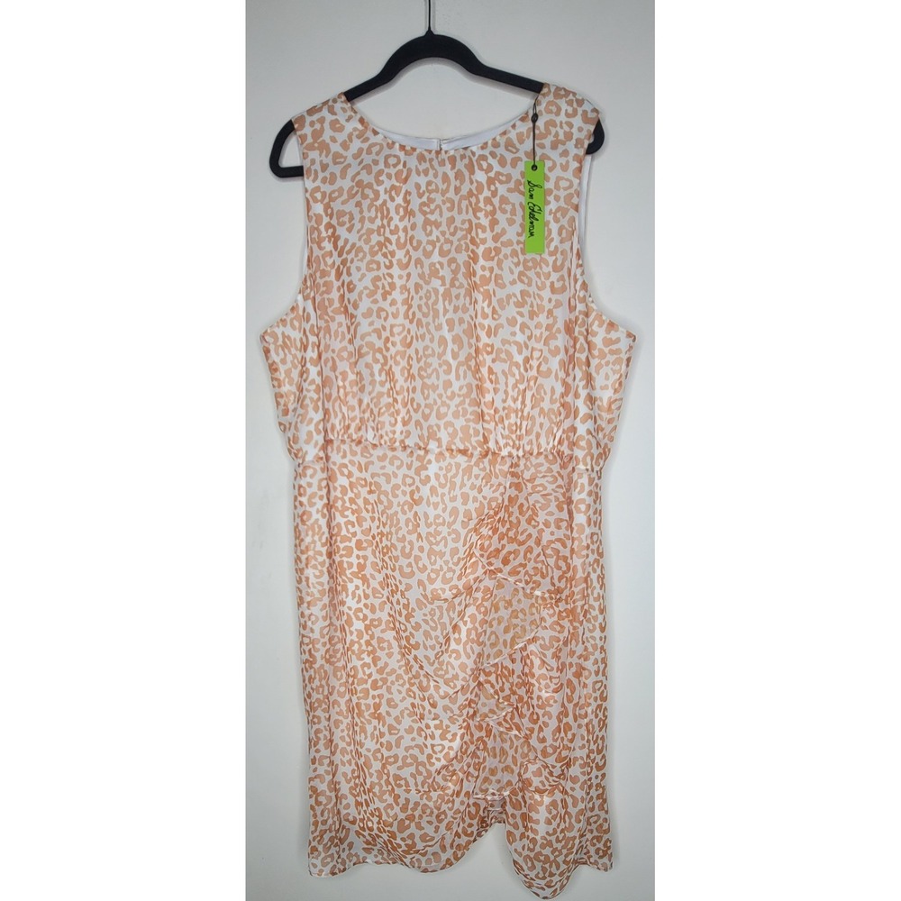 Sam Edelman Leopard Print‎ Dress XXL Sleeveless Ruffle Front Peach White New